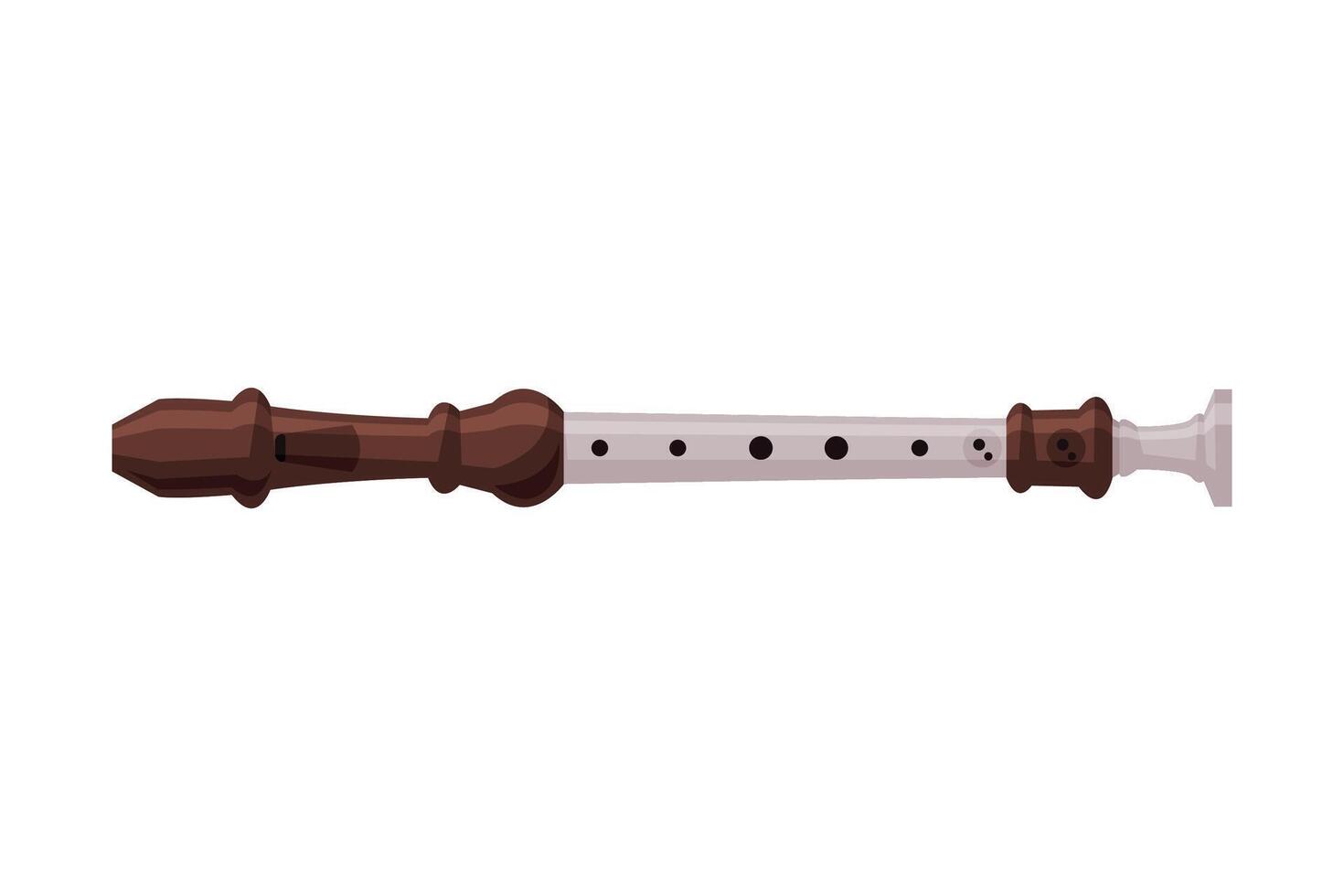 Flute Classical Wind Musical Instrument Flat Style Illustration on White Background vector