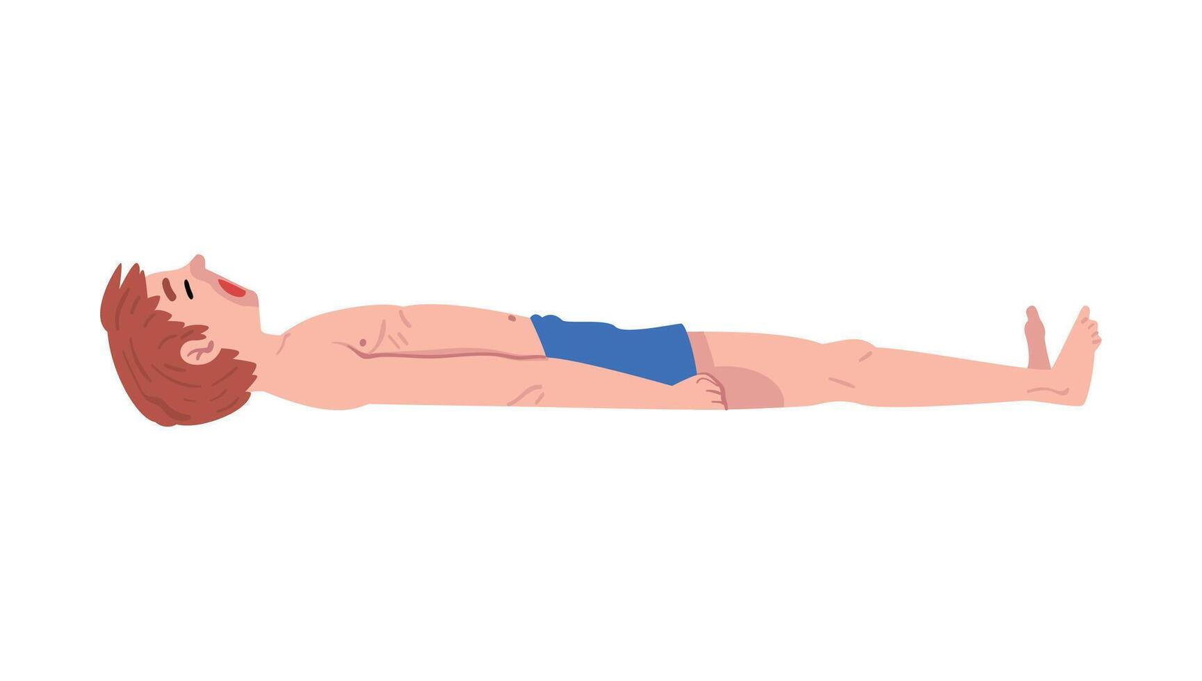 Drowned Person, Young Unconscious Man in Shorts Lying on the Ground Illustration vector