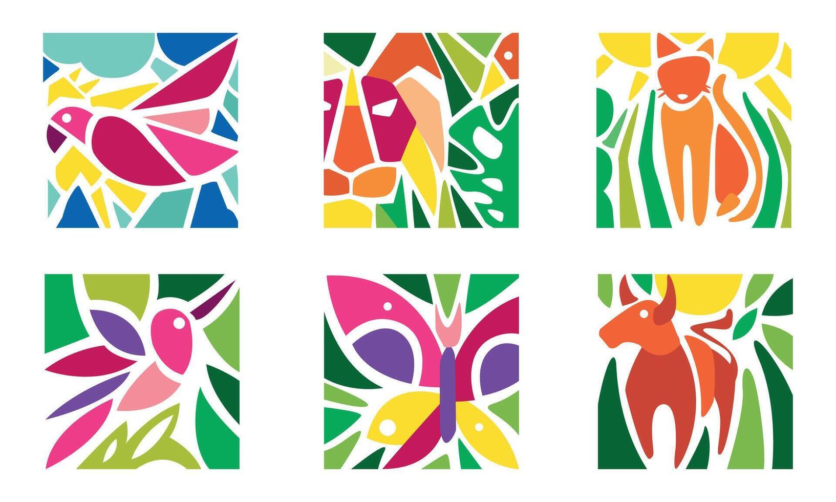 Animal Prints Abstract Seamless Pattern Set, Modern Colorful Trendy Textures Illustration vector