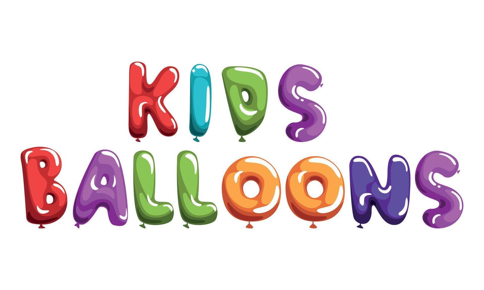 Kids Balloons Phrase, Colorful Glossy Bubble Shaped Lettering Illustration White Background vector