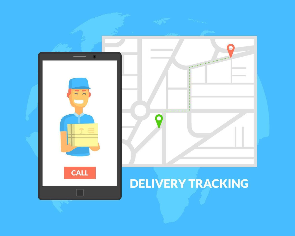 Delivery Trucking Service, Courier Worker Delivering Goods from Online Stores Web Page, Web Page, Mobile App, Homepage Illustration vector
