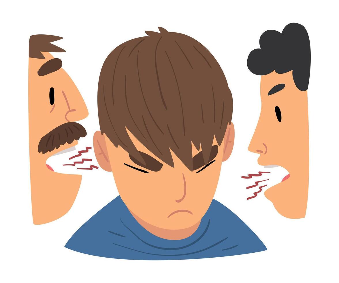 Conflict with Parents, Angry Mother and Father Having a Quarrel Arguing with Rebellious Teen Son Illustration vector