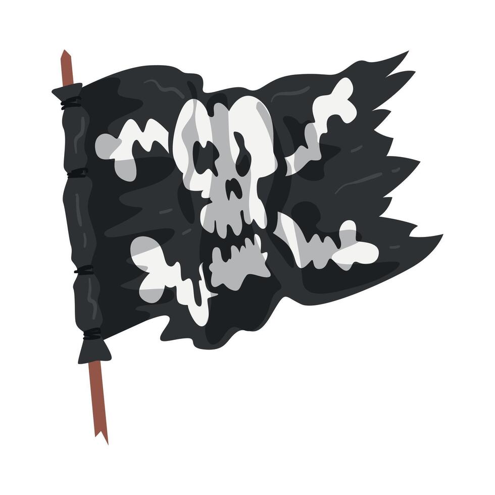 Black Pirate Flag with Skull and Bones Illustration vector