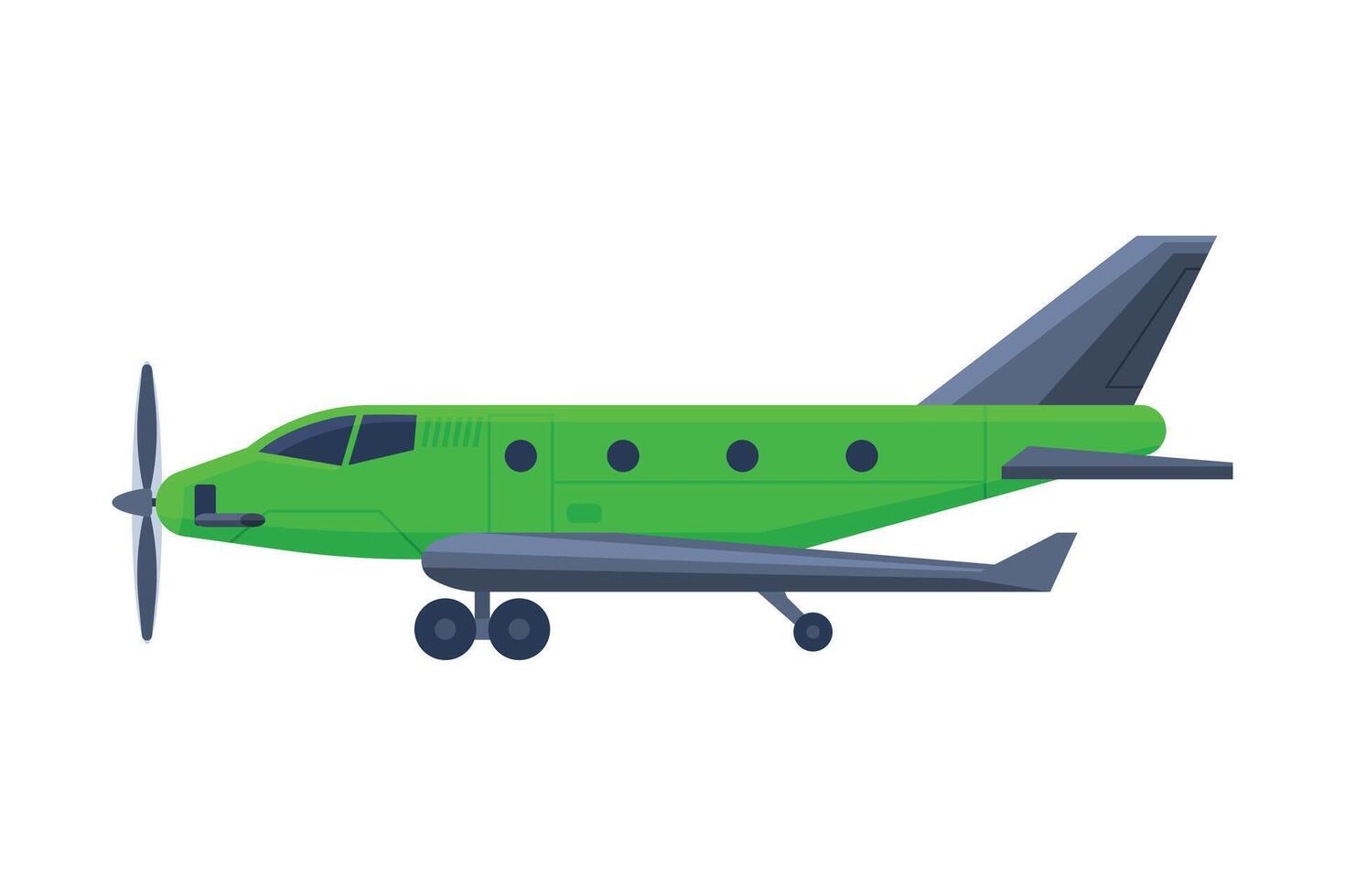 Green Airplane with Propeller, Flying Aircraft Vehicle, Air Transport Illustration vector