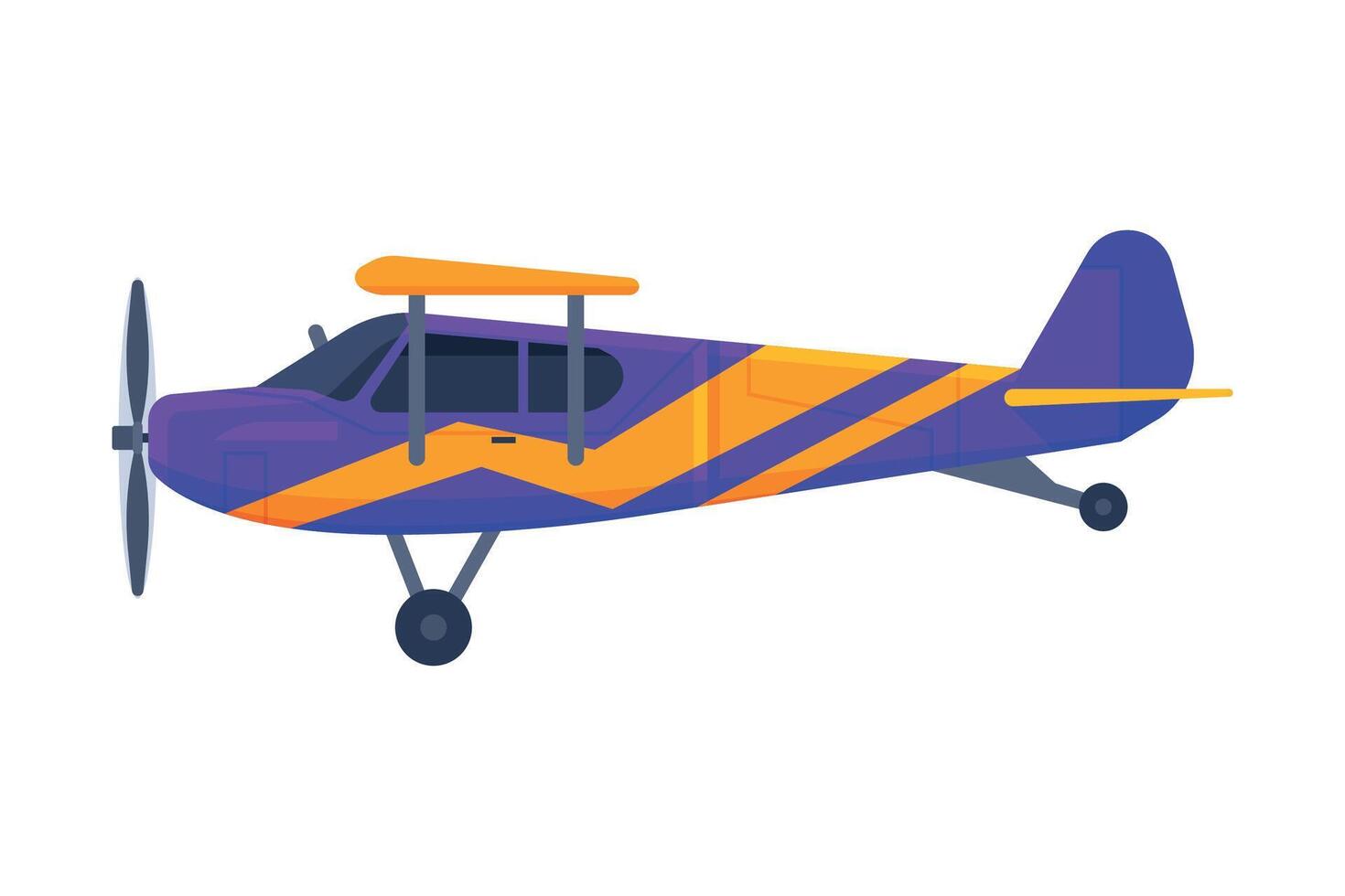 Retro Airplane with Propeller, Flying Aircraft Vehicle, Air Transport Illustration vector