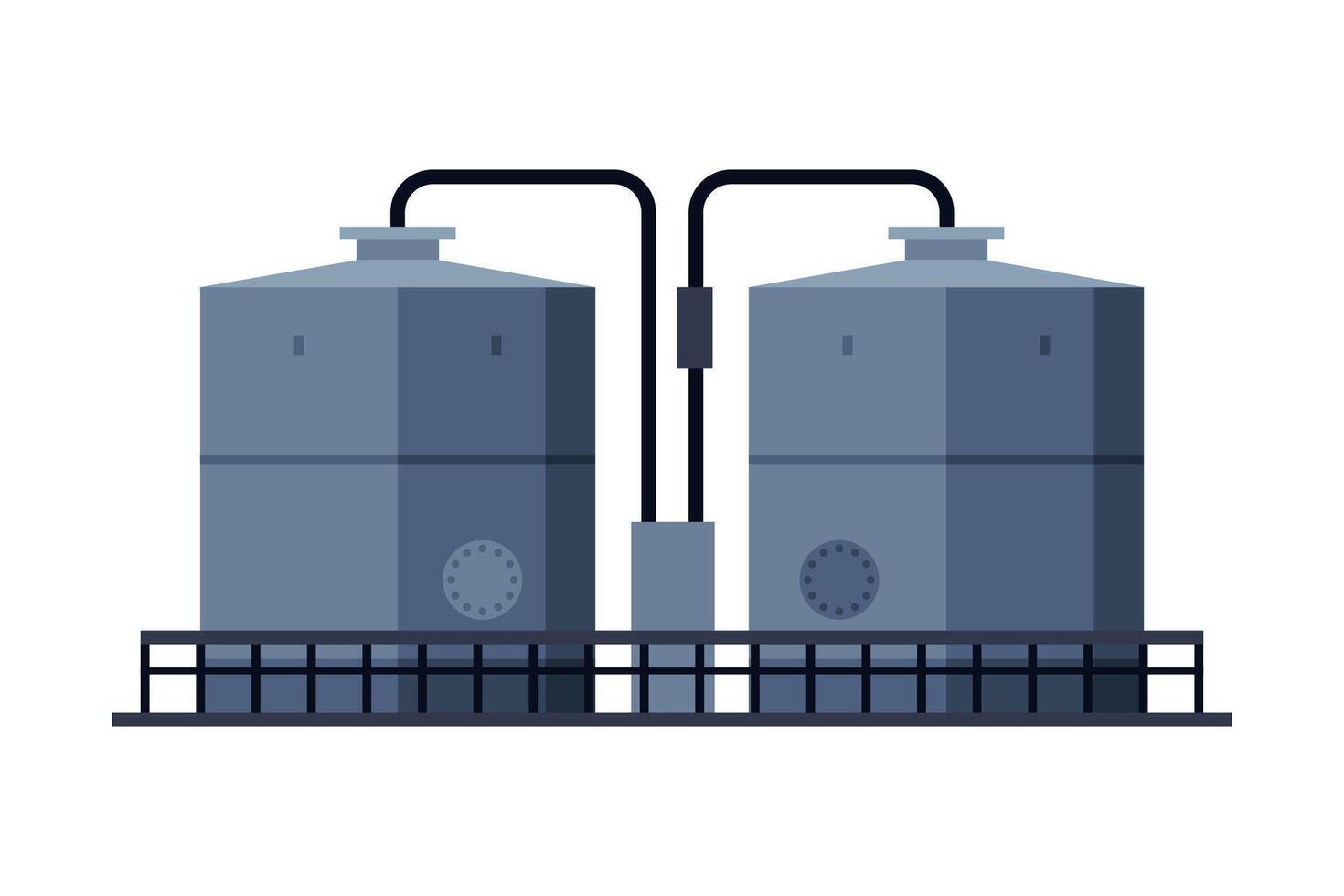 Oil Tank Cylinder, Storage Reservoir, Gasoline and Petroleum Production Industry Flat Style Illustration on White Background vector