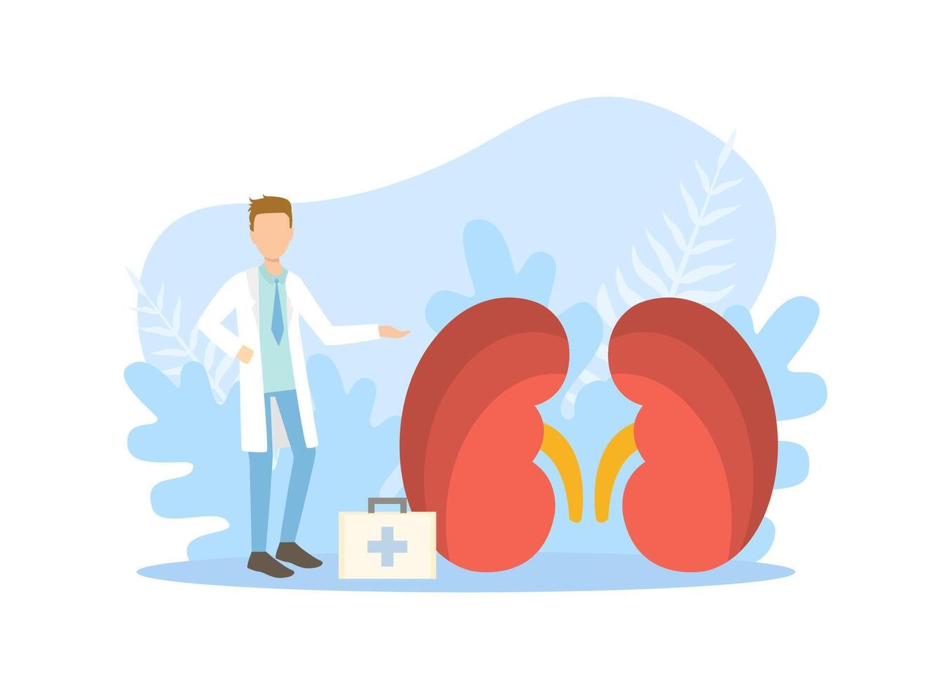 Tiny Doctors Examining Huge Kidneys, Doctor Doing Medical Research Illustration vector