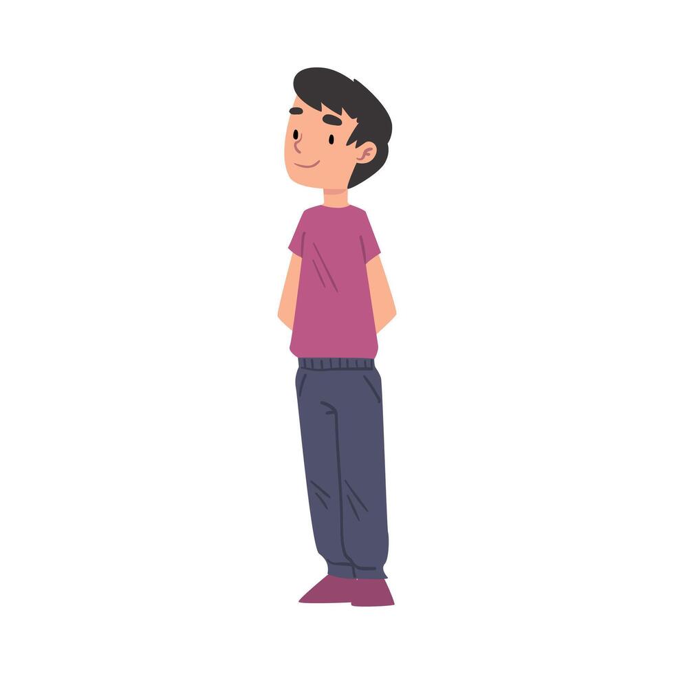 Cute Boy Wearing Casual Clothes Cartoon Style Illustration on White Background vector