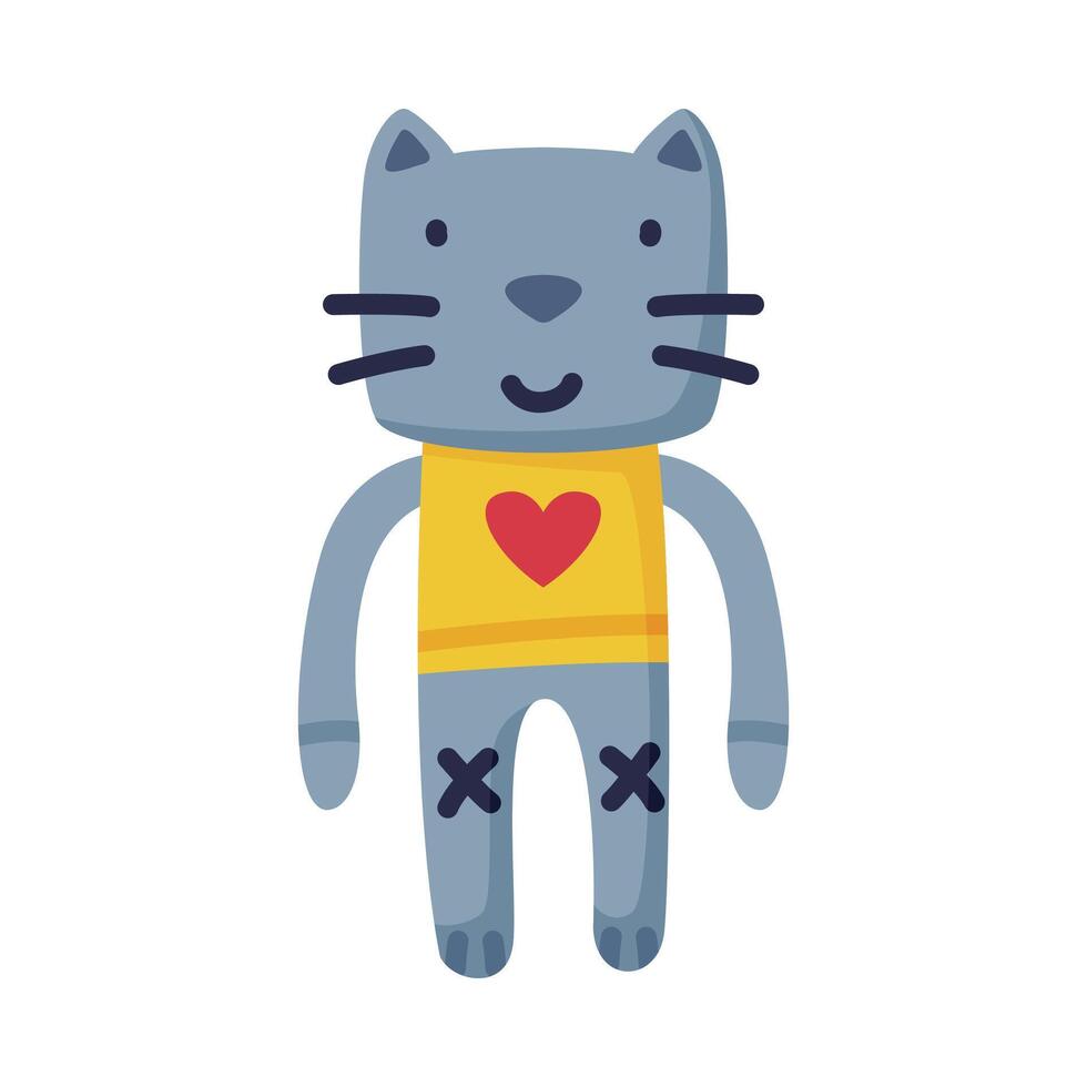 Cute Cat Stuffed Baby Toy, Cute Object for Kids Development and Entertainment Cartoon Illustration vector