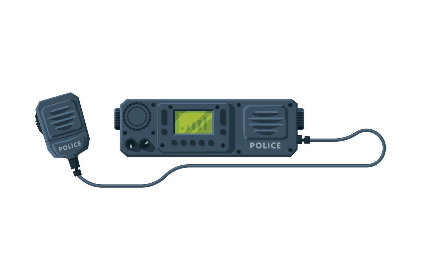 Radio Transmitter Device, Police Car Communication Device Flat Illustration vector
