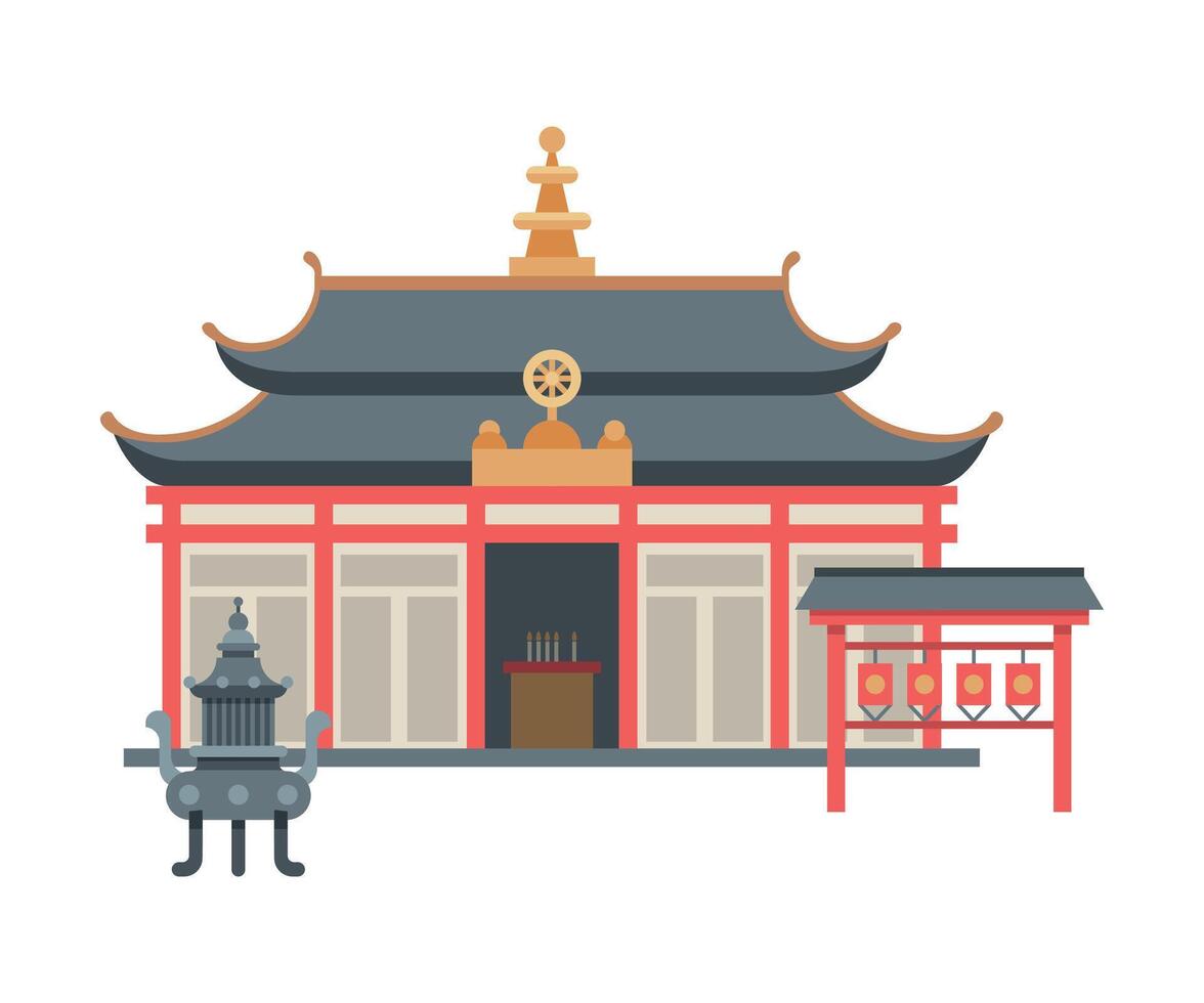 Traditional Asian Pagoda Religious Building, Buddhist Temple Illustration vector