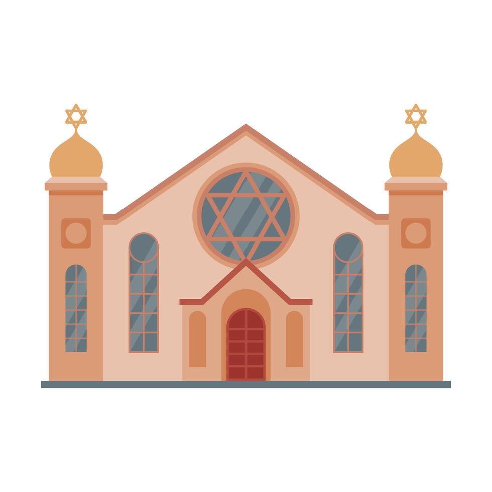Synagogue Mosque Building, Religious Temple, Ancient Architectural Construction Illustration vector