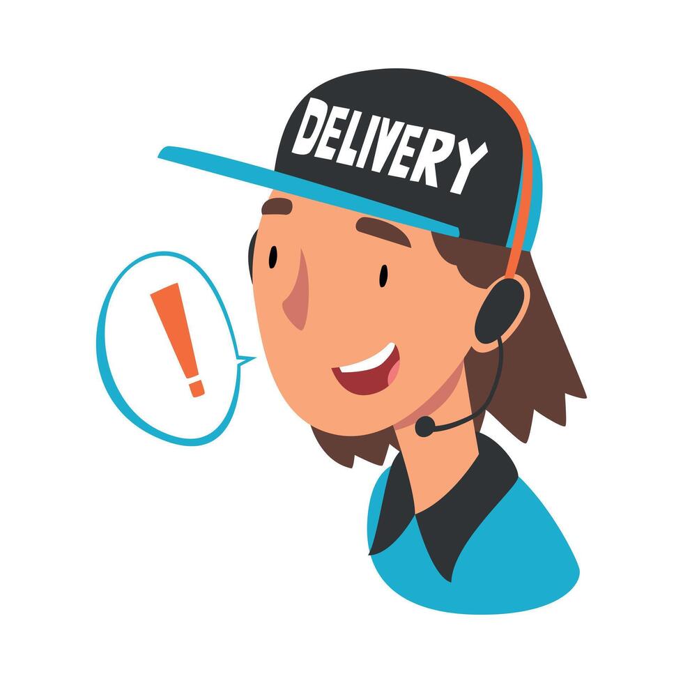 Food Online Order and Delivery Service, Female Call Center Operator in Headset Accepting Order from Client Cartoon Style Illustration vector