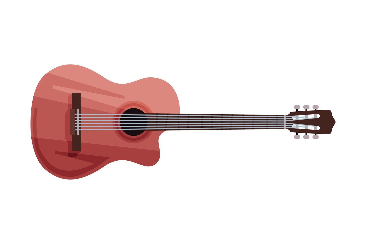 Guitar Classical Musical Instrument Flat Style Illustration on White Background vector