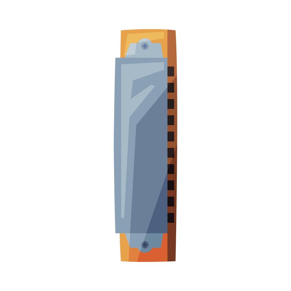 Harmonica Wind Musical Instrument Flat Style Illustration on White Background vector