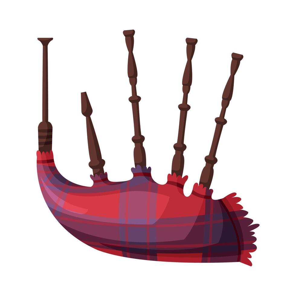 Bagpipe Classical Wind Musical Instrument Flat Style Illustration on White Background vector