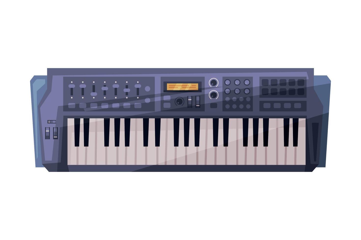Synthesizer, Electronic Piano Musical Instrument Flat Style Illustration on White Background vector
