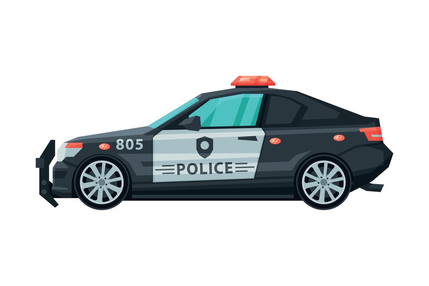 Police Car, Emergency Patrol Vehicle Flat Illustration vector