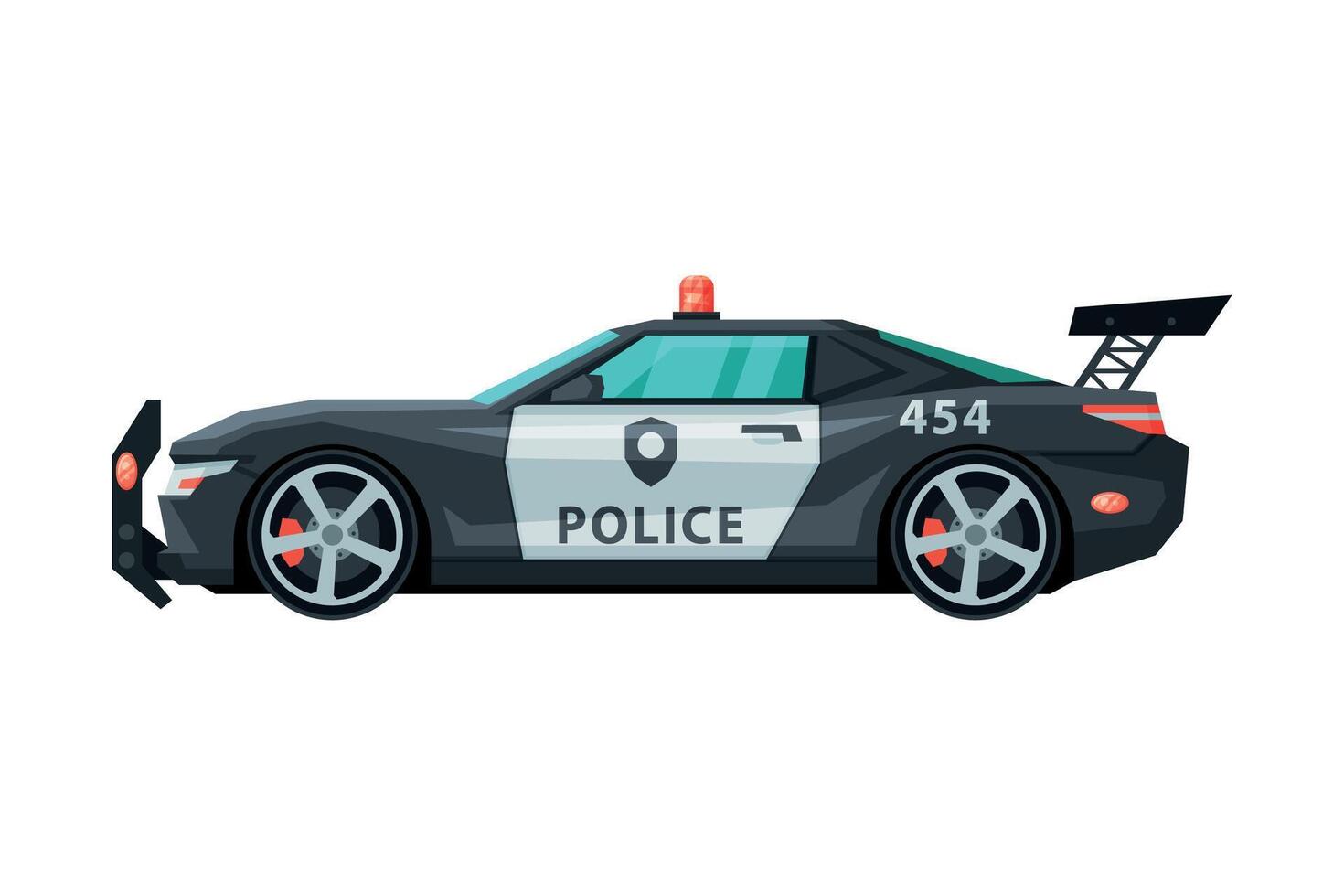 Modern Police Car, Emergency Patrol Vehicle, Side View Flat Illustration vector
