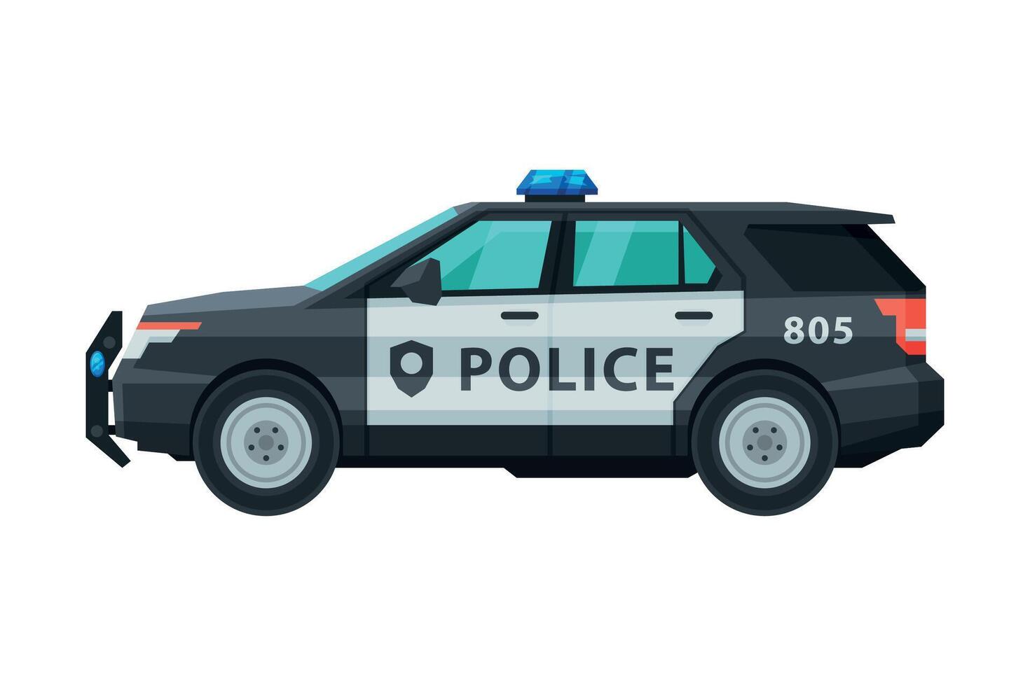 Police SUV Car, Emergency Patrol Vehicle Flat Illustration vector