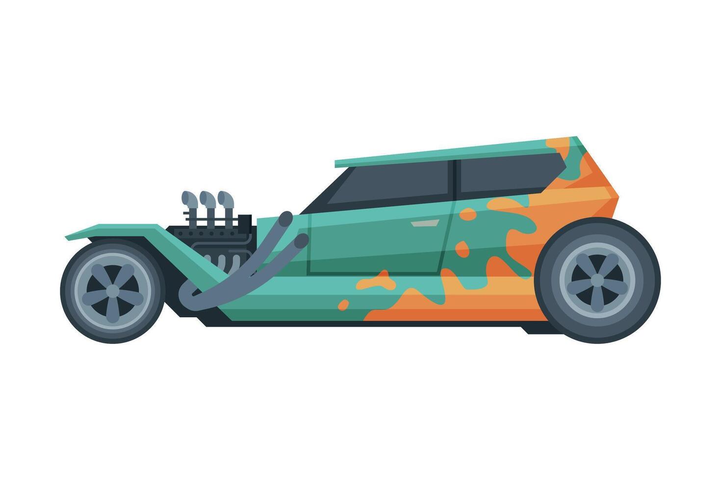Retro Style Hot Rod Race Car, Vintage Sports Automobile Illustration on White Background vector