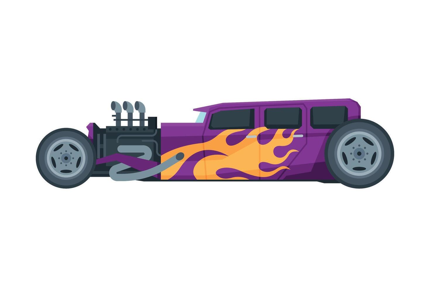 Retro Style Hot Rod Race Car, Old Sports Automobile Illustration on White Background vector