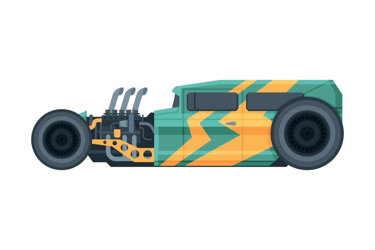 Retro Style Car, Old Racing Sports Automobile Illustration on White Background vector