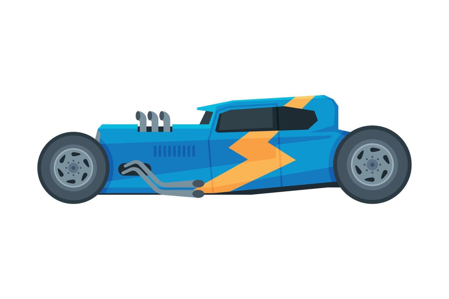 Retro Style Blue Car, Old Racing Sports Automobile Illustration on White Background vector