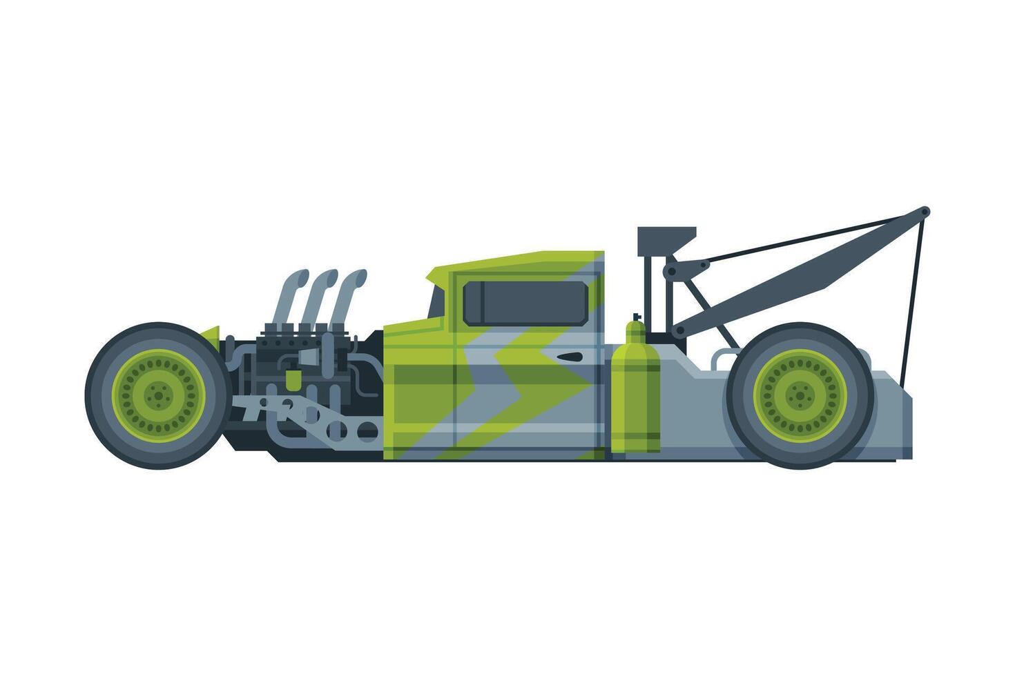 Retro Style Green Car, Old Racing Sports Automobile Illustration on White Background vector
