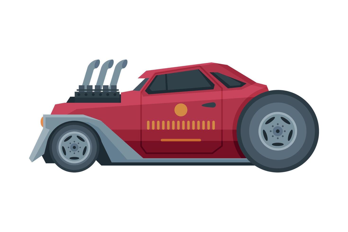 Retro Style Red Race Car, Old Sports Automobile Illustration on White Background vector