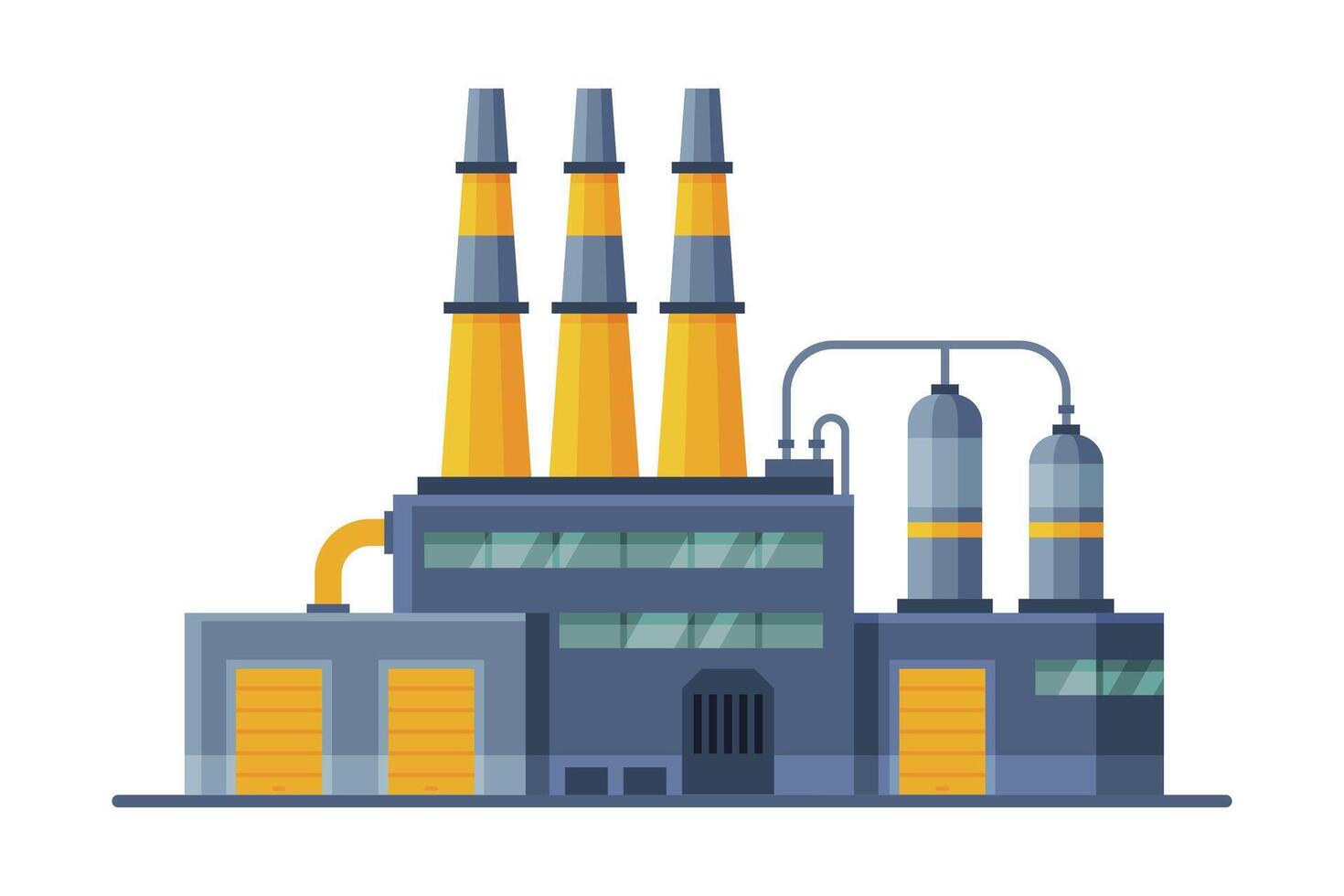 Industrial Building, Waste Processing Plant, Recycling of Garbage for further Disposal. Flat Style Illustration vector