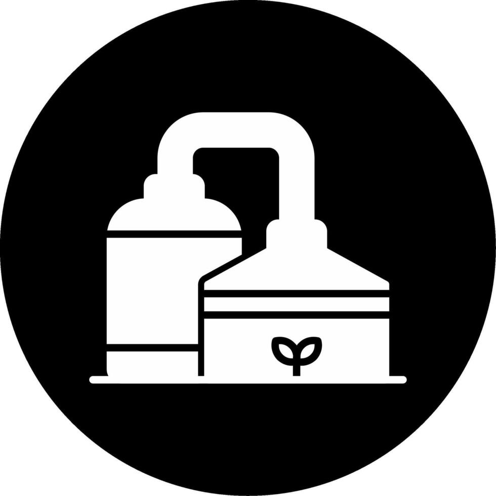 Biogas Plant Renewable Energy Source Glyph Circle Inverted vector
