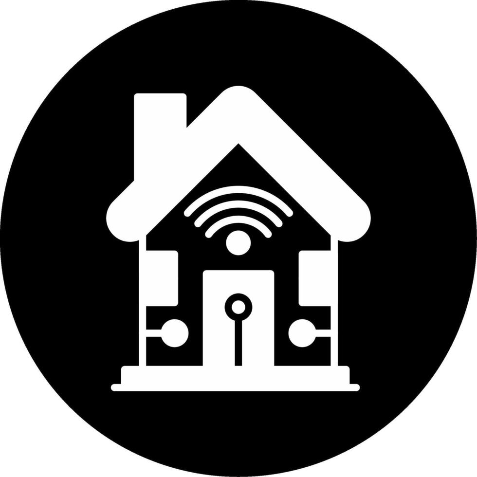 Smart House Intelligent Home System Glyph Circle Inverted vector