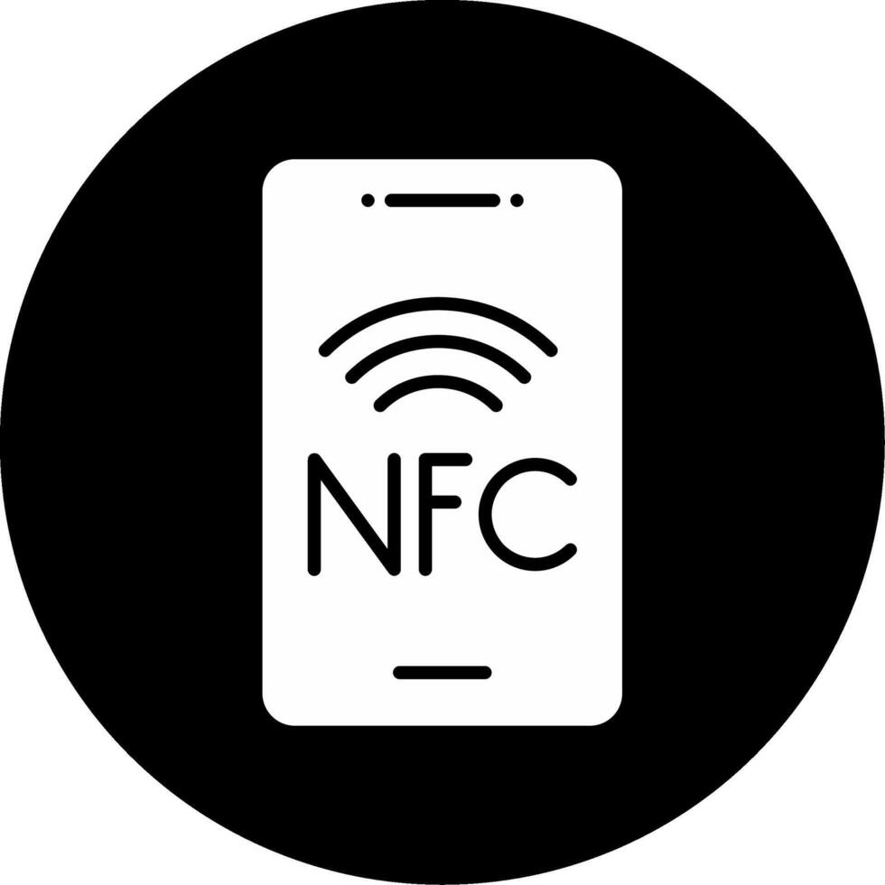 NFC Mobile Feature Glyph Circle Inverted vector