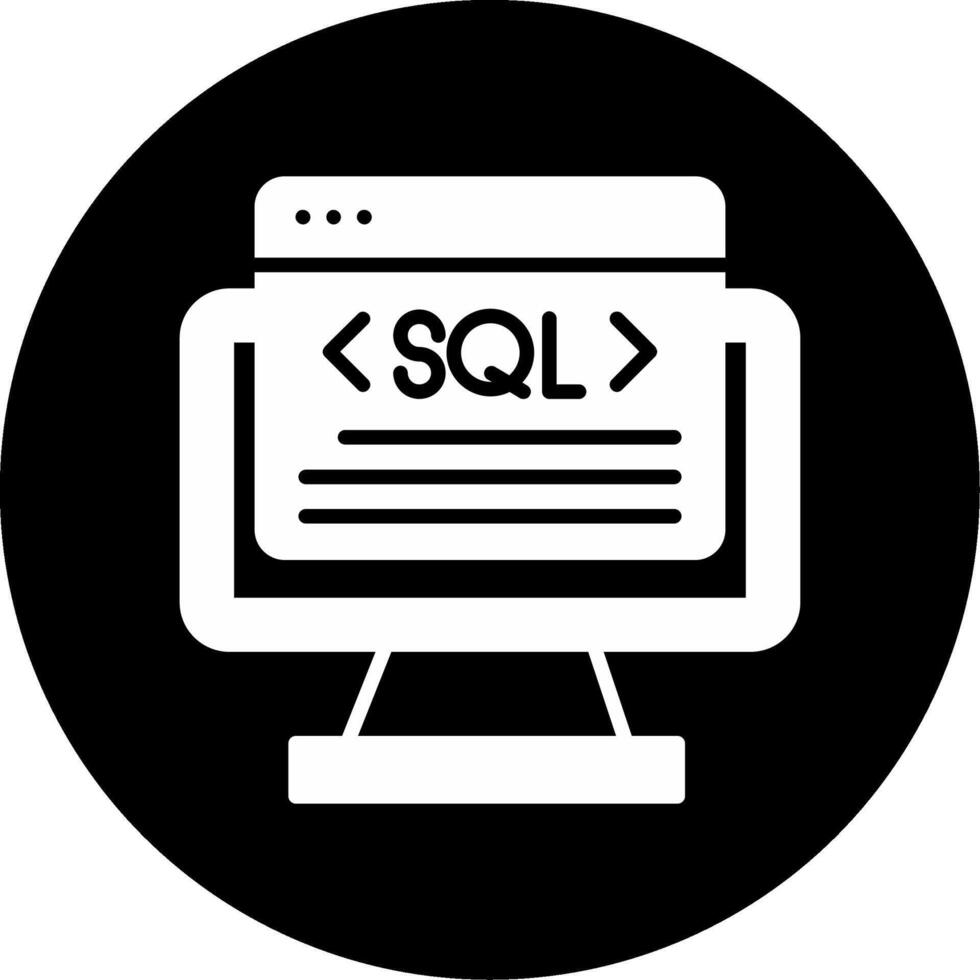 SQL Database Query Glyph Circle Inverted vector