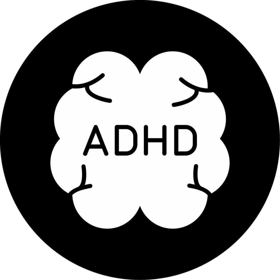 ADHD Behavioral Traits Glyph Circle Inverted vector