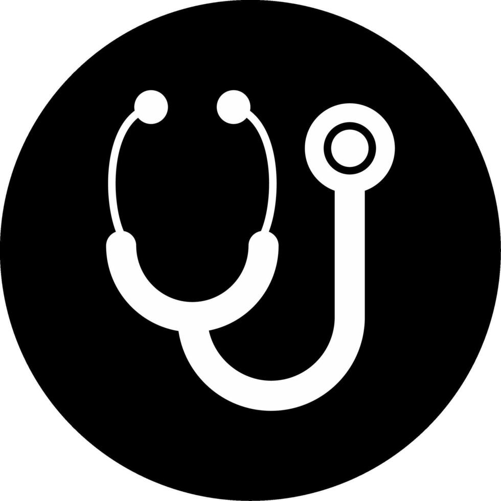 Stethoscope Medical Listening Device Glyph Circle Inverted vector