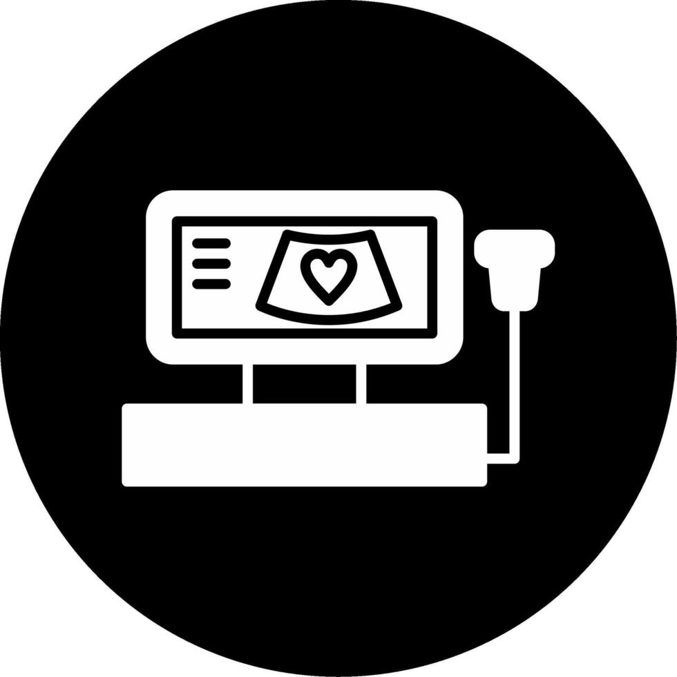 Echocardiogram Heart Ultrasound Glyph Circle Inverted vector