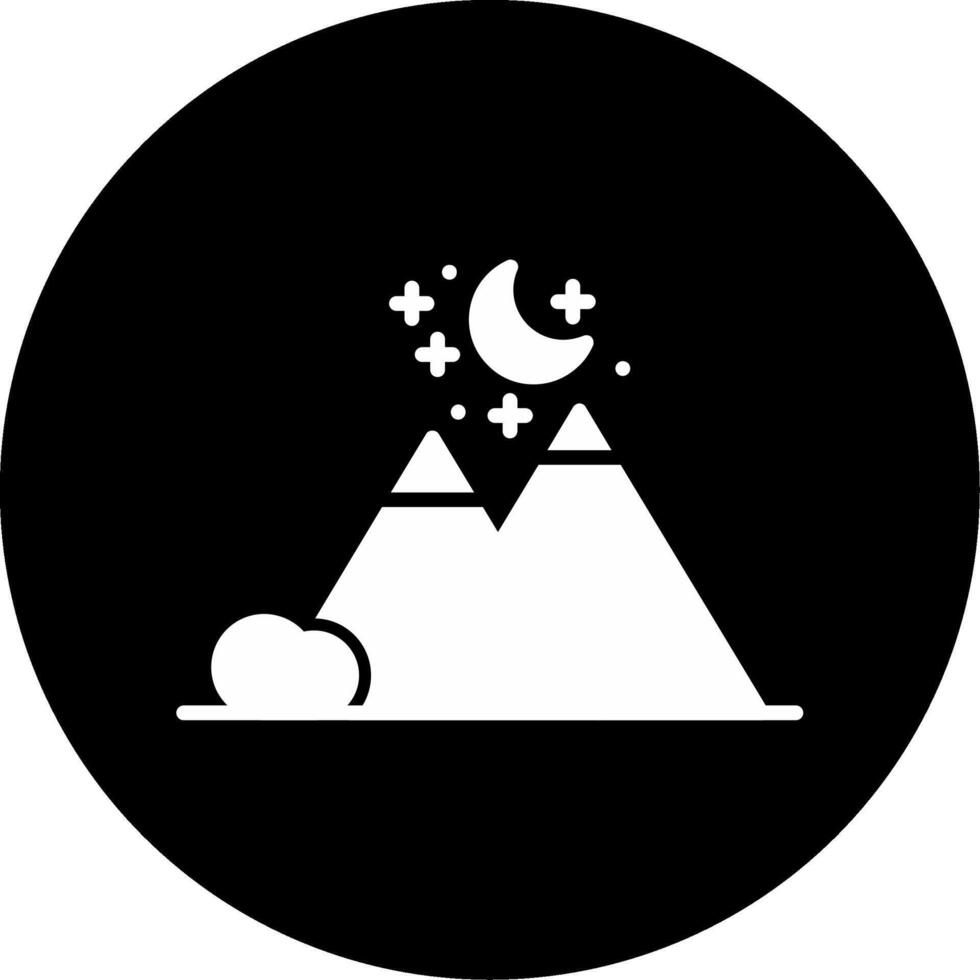 Mountains Night Time Glyph Circle Inverted vector
