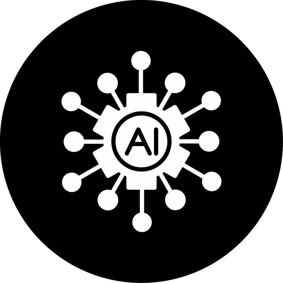 Artificial Intelligence Models Glyph Circle Inverted vector