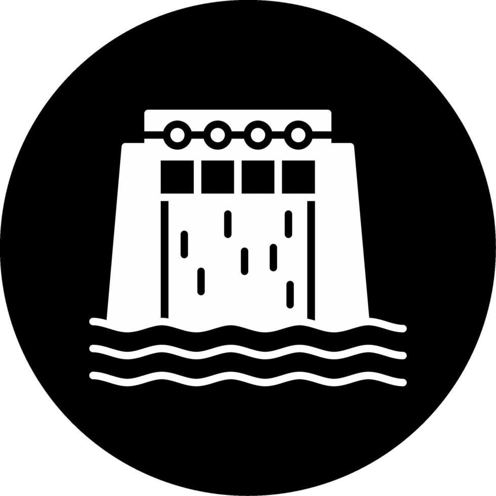 Dam Water Storage Facility Glyph Circle Inverted vector