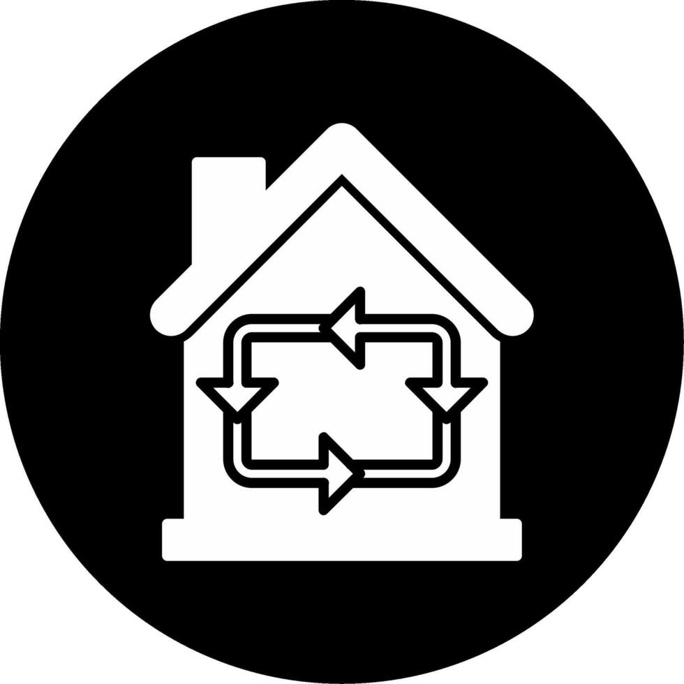 House Recycle Home Waste Management Glyph Circle Inverted vector
