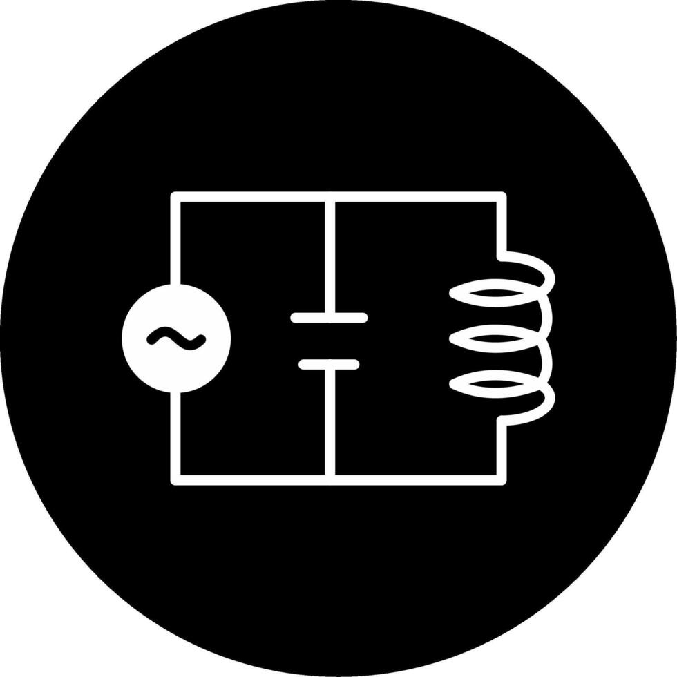 Parallel LC Circuit Glyph Circle Inverted vector