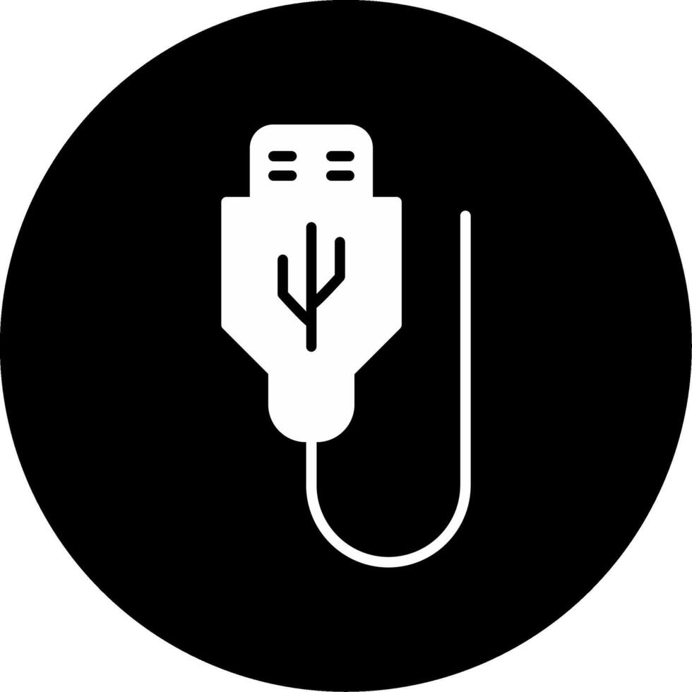 USB Cable Connection Glyph Circle Inverted vector