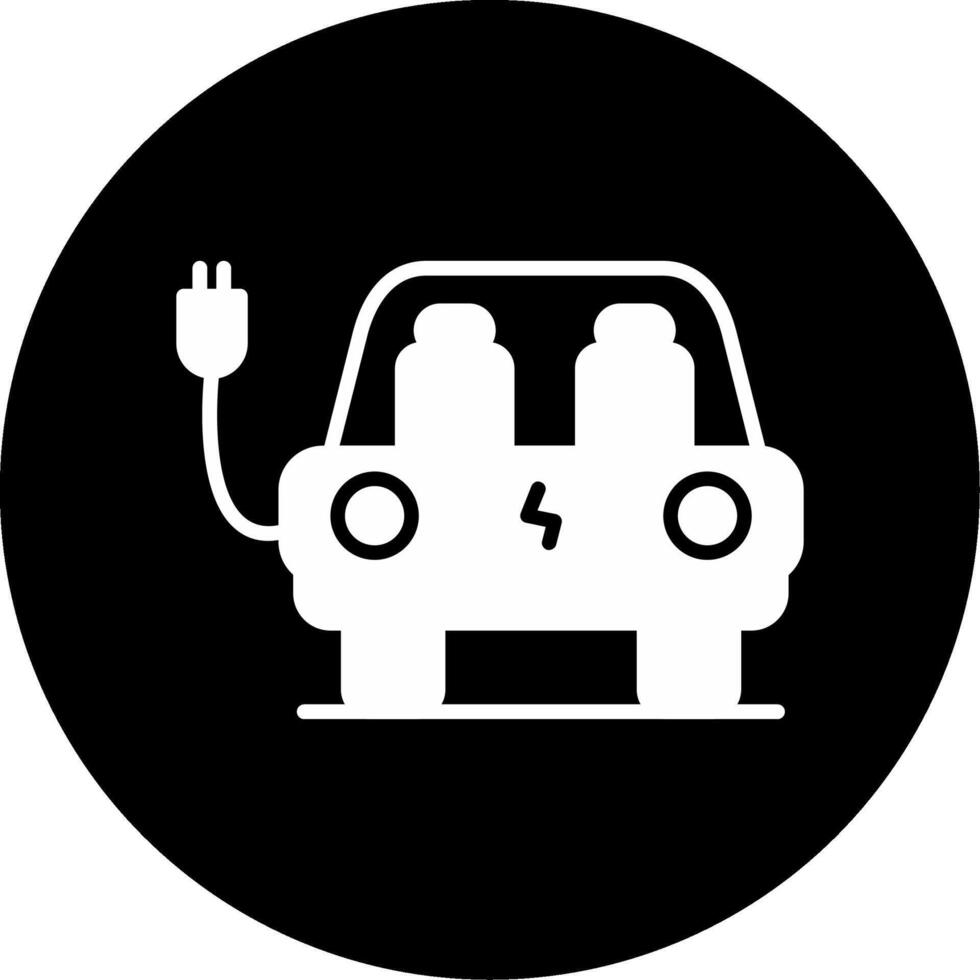 Electric Car Vehicle Glyph Circle Inverted vector