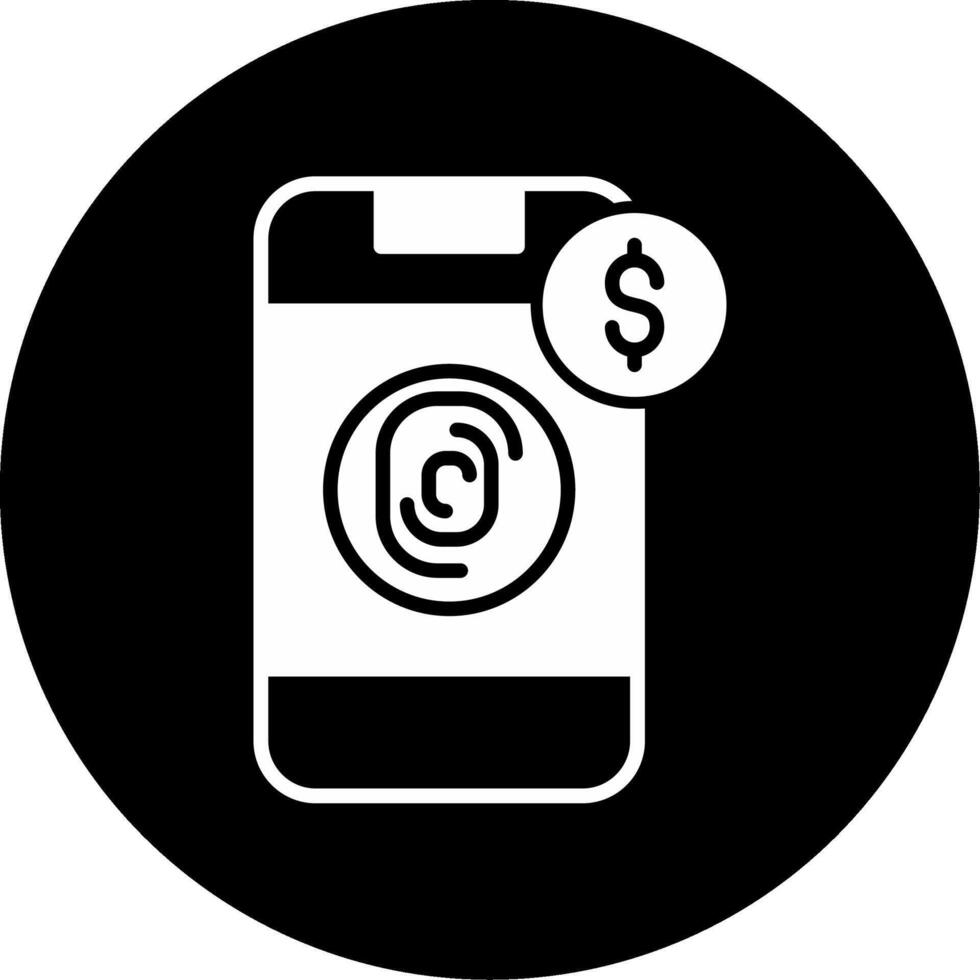 Fingerprint Lock Security Feature Glyph Circle Inverted vector