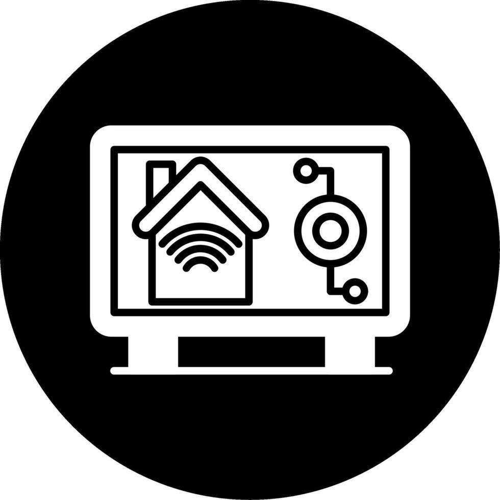 Smart TV Advanced Television Technology Glyph Circle Inverted vector