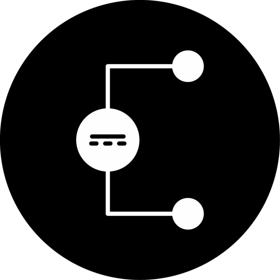 corriente continua voltaje fuente glifo circulo invertido vector