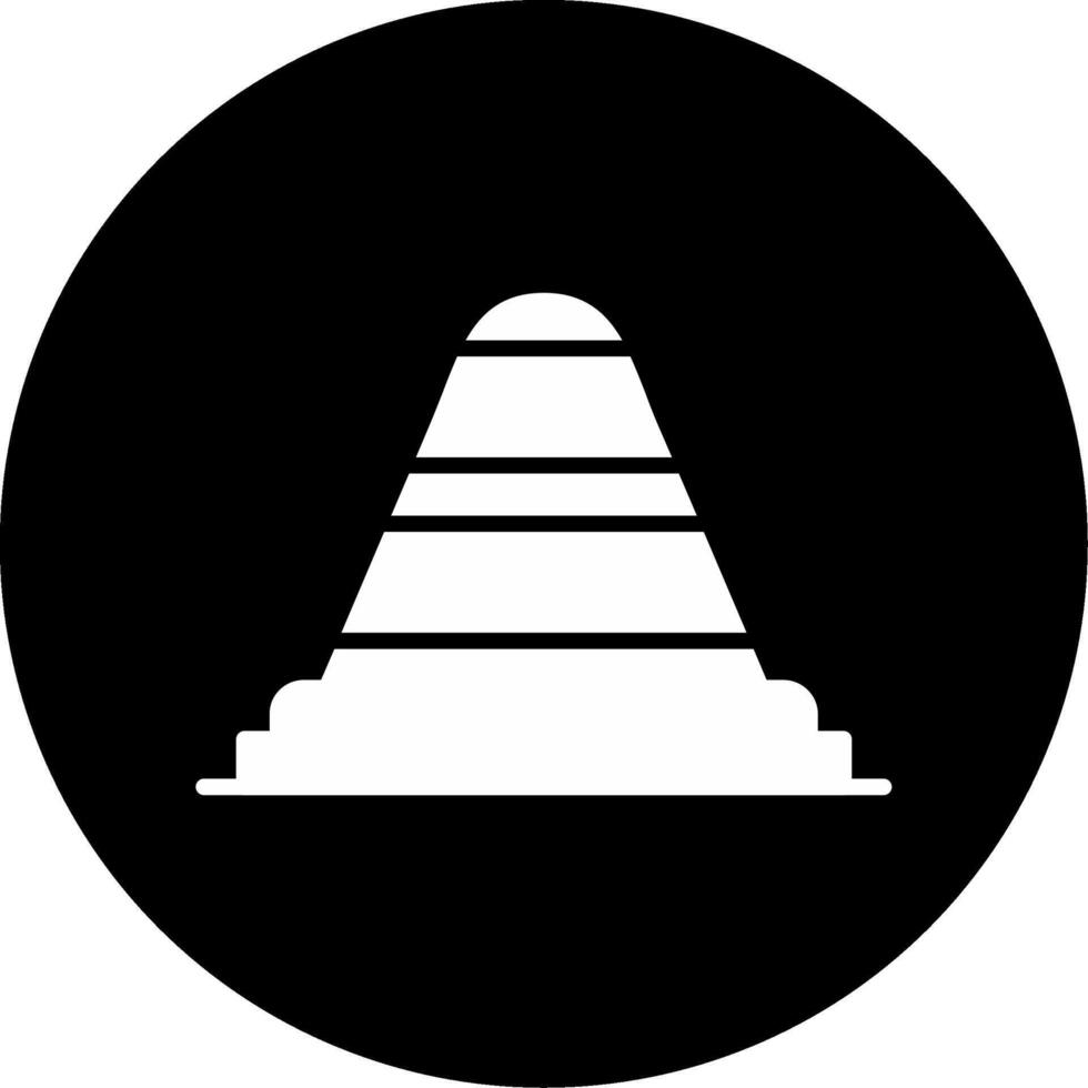 Traffic Cone Road Safety Tool Glyph Circle Inverted vector