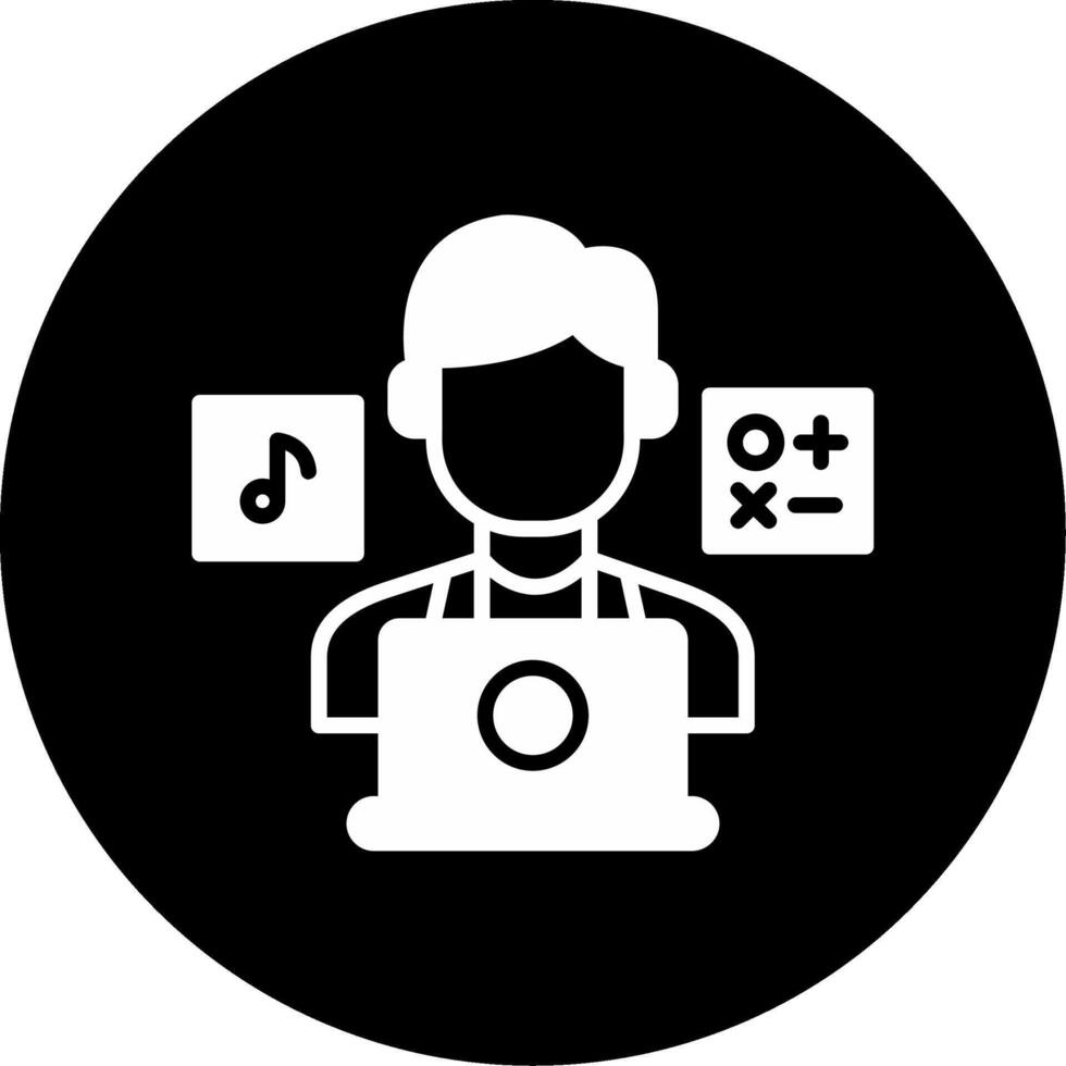 Distance Education Remote Learning Glyph Circle Inverted vector